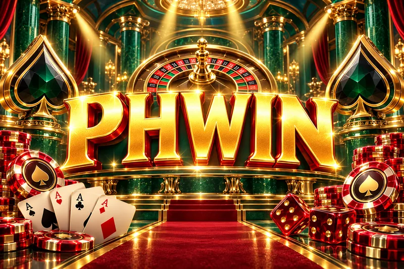 phwin brand artwork in a gold and jewel casino scene — original concept illustration